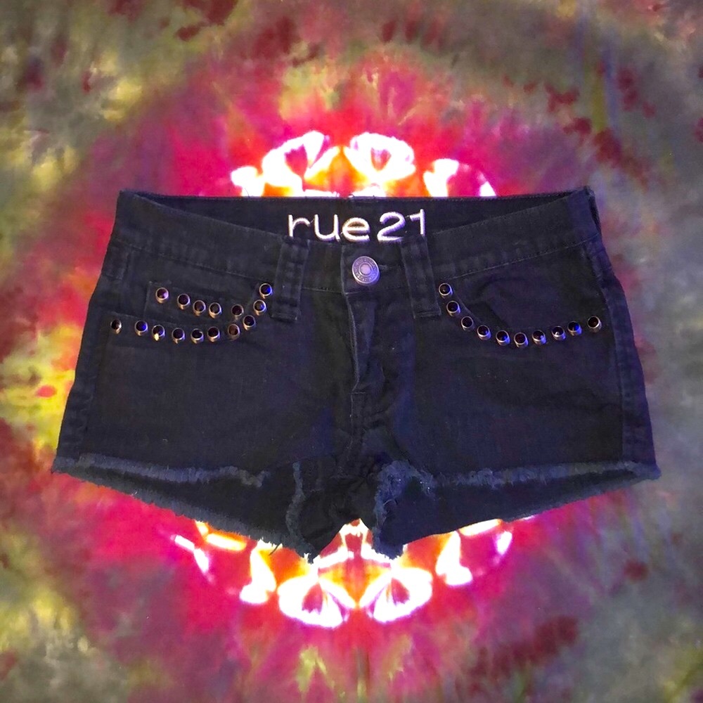Rue21 Black Studded Denim Shorts